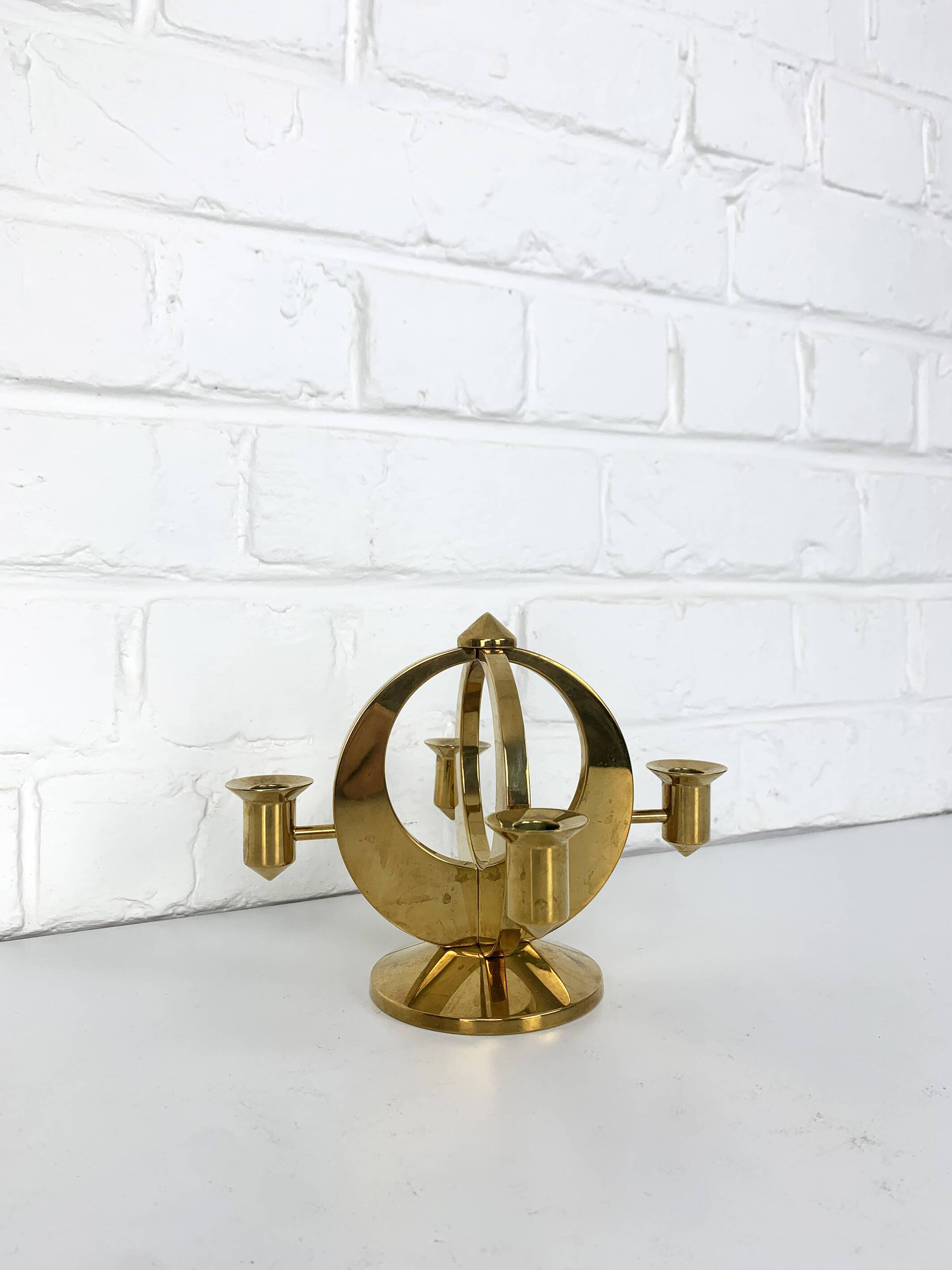 Mid-Century Scandinavian Brass Candlestick by Arthur Pe, Kolbäck, Sweden 1950-60
