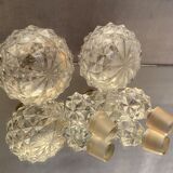 Pair of bottles nineteenth crystal Baccarat decoration diamond points bronze guilloché