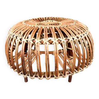 Mid-century Rattan Stool in Style of Franco Albini