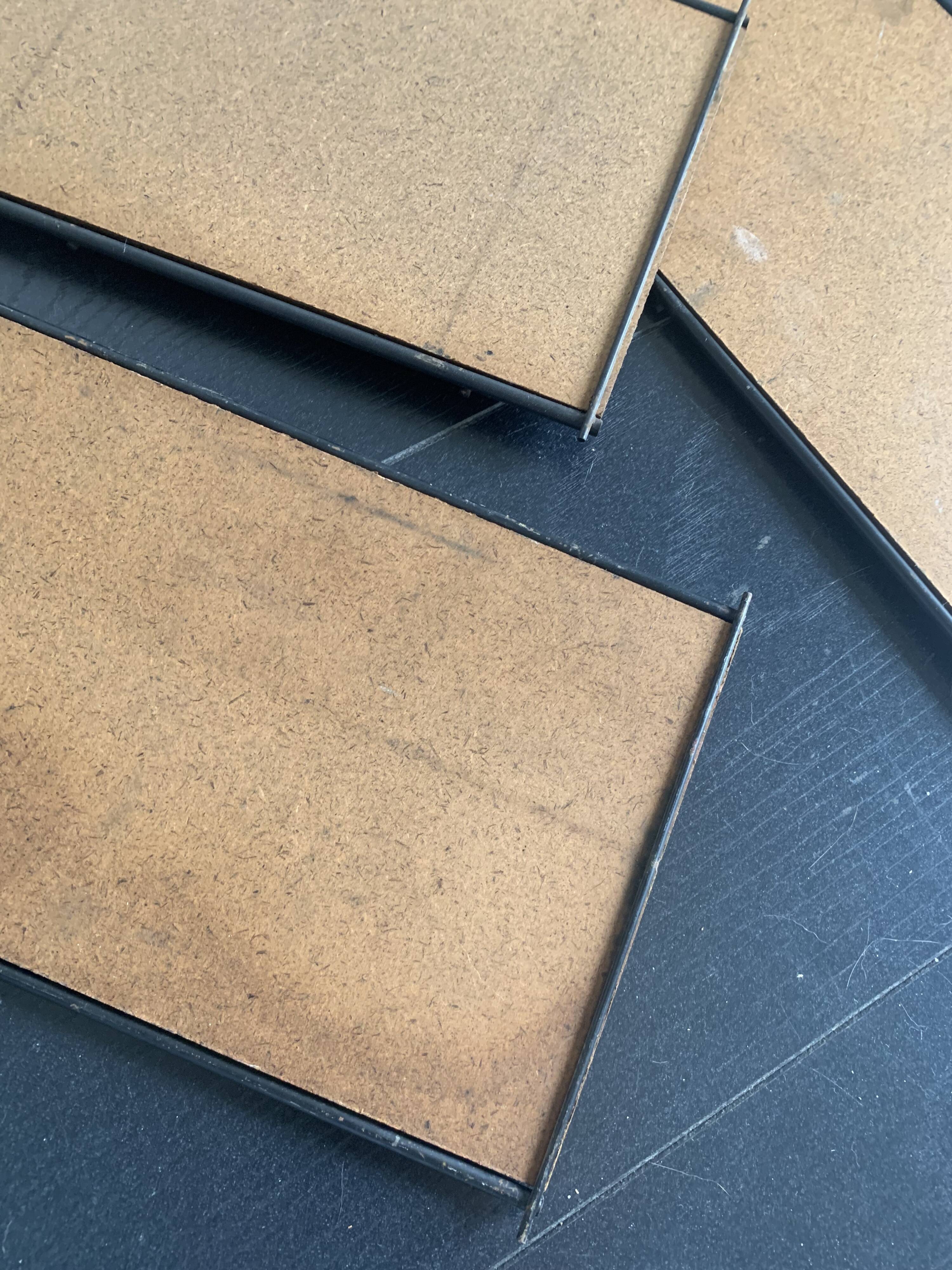 Vintage 1960 String wall shelf in gold wood - 60 x 50 cm