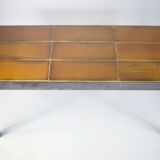 Coffee table signed Roger Capron, steel and ceramic, bird motif