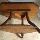 Table basse en bois massif d’orme double plateaux