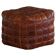 Mid-20th century pouf / ottoman cube in patinated brown leather, 1960s.