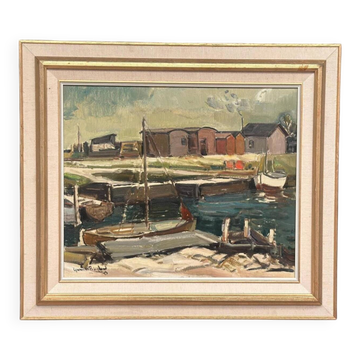 Swedish Oil on Panel – “Coastal Motif” by Gunnar Berglund – Dated 1945