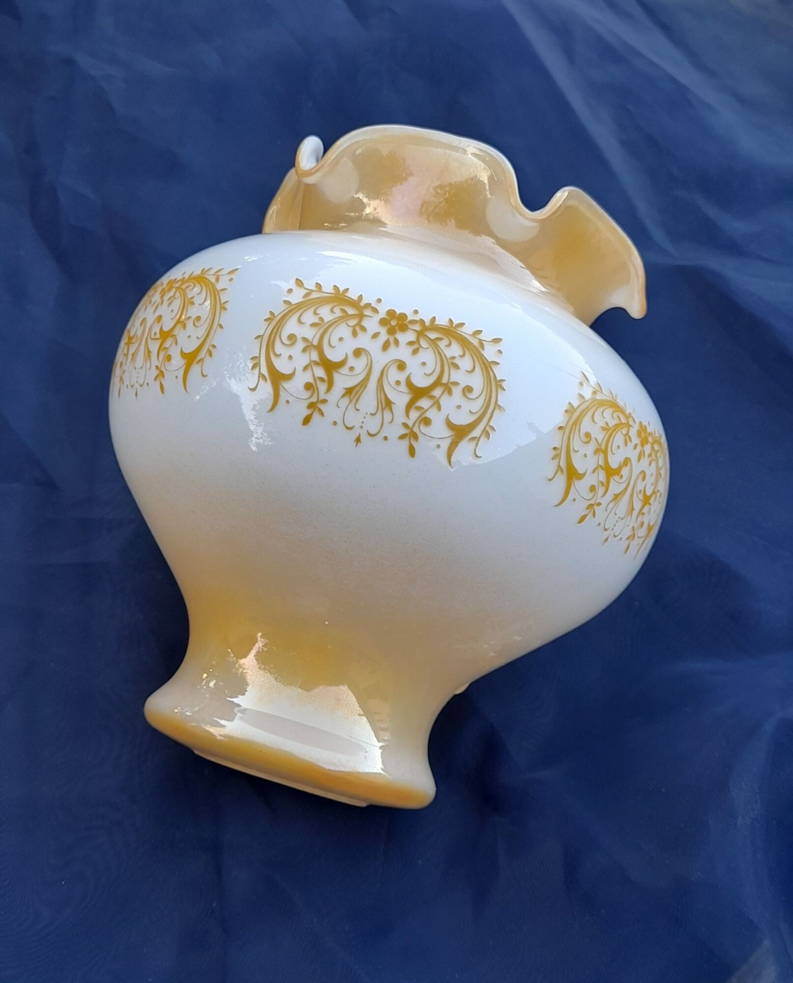 Duo of orange opaline tulip globes for suspension, art deco