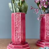Lot de 2 vases art déco en céramique Rose de Digoin