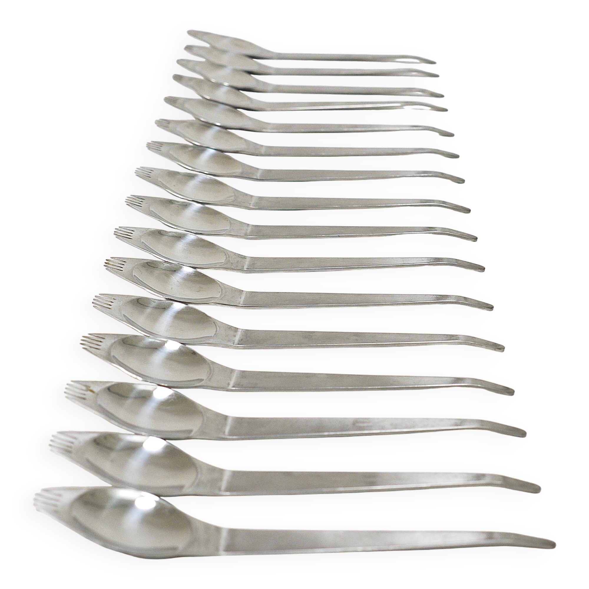 Jusqu'à 7 Sporks de fête mi-siècle (Cuillère & Fourchette) Flatware Göffel par Amboss Autriche