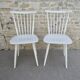 Pair of chairs with bars, wooden, white patina