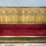 Monumental Gothic style bench in solid oak and patinated plaster circa 1800 / length 282 cm