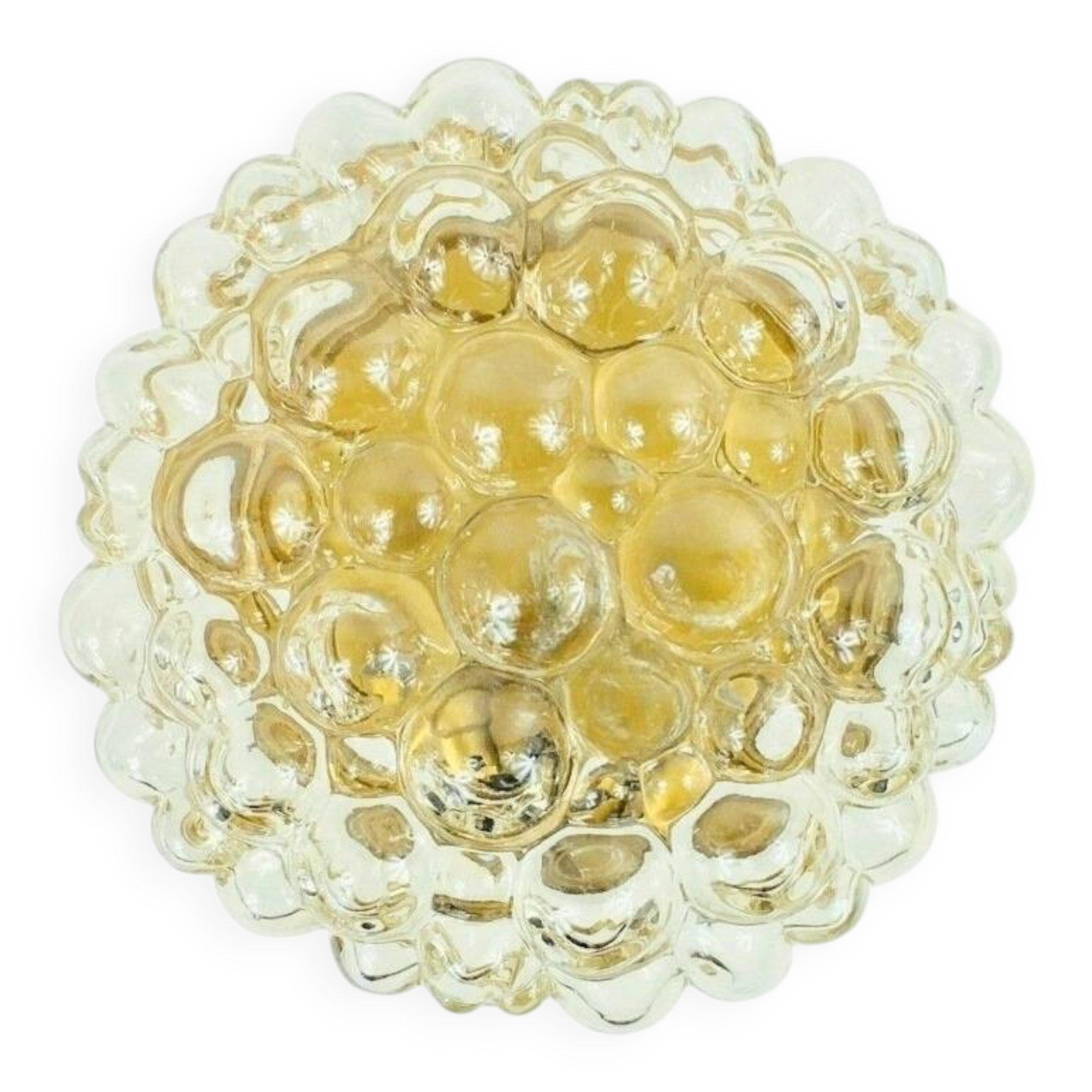 Large Mid-Century Amber Bubble Glass Ceiling Light by Helena Tynell, 1960s