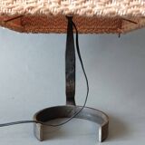 Brutalist lamp 1950 in wrought iron with handmade wool lampshade.
