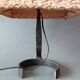 Lampe brutaliste 1950 en fer forgé abat-jour en laine fait main.