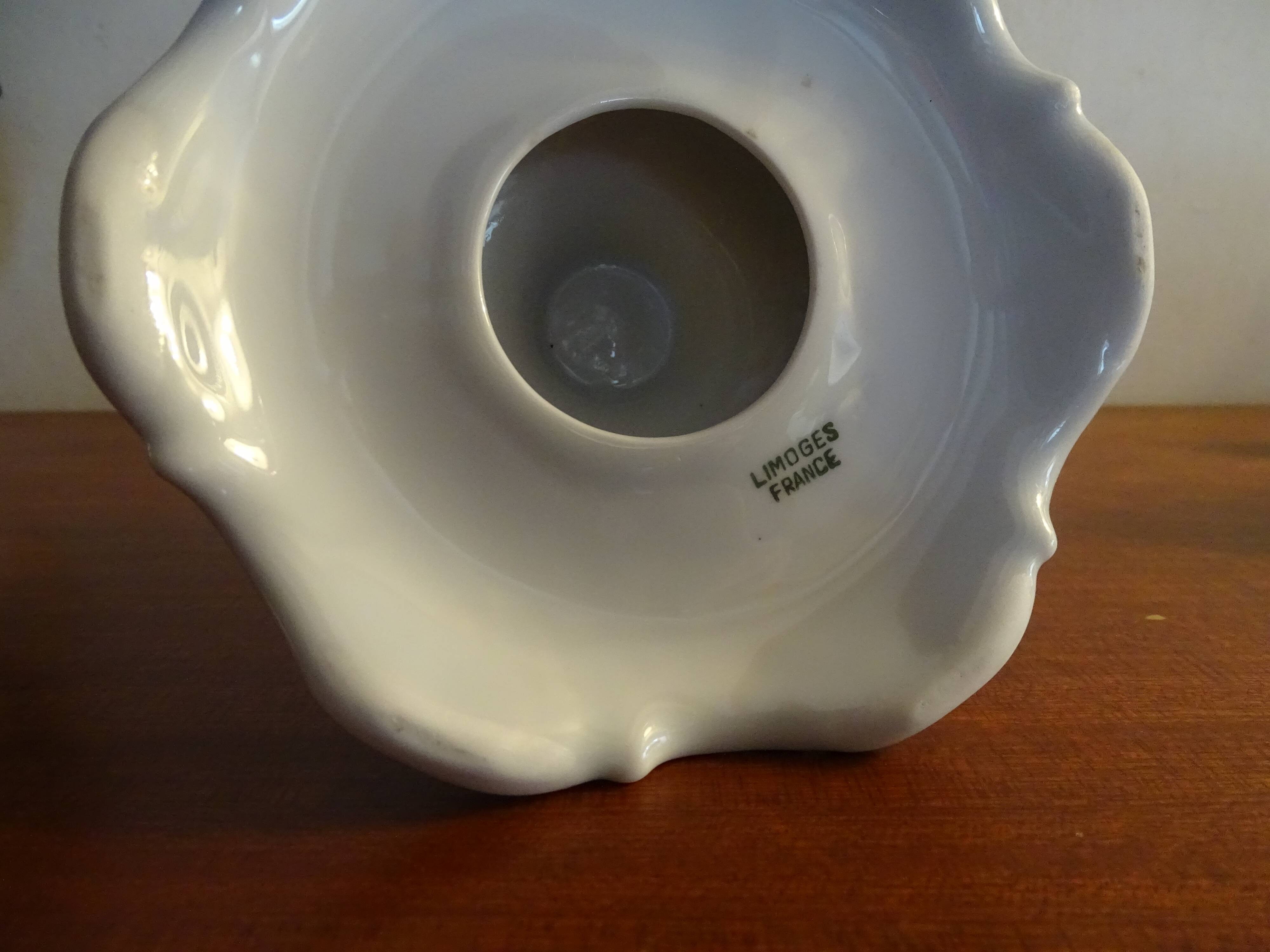 Pair of Limoges porcelain candle holders