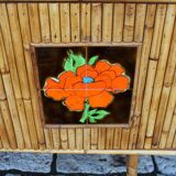 Vintage bamboo and rattan sideboard in the style of Audoux Minet.