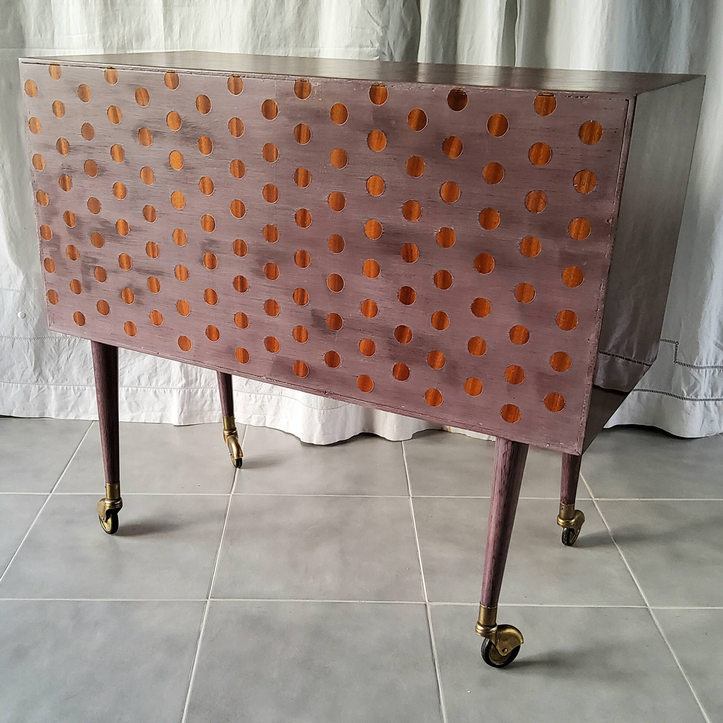 Vintage bar cabinet on casters