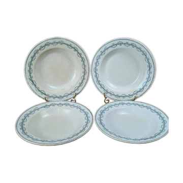 Set of 4 antique deep plates Gien – Terre de Fer Austerlitz model