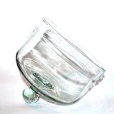 Cloche à fromage ancienne en verre soufflé vert - Présentoir Globe vintage 19cm