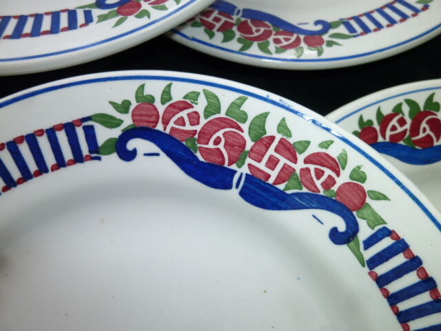 Set of 6 dessert plates Orchies Moulin des Loups Art Deco style