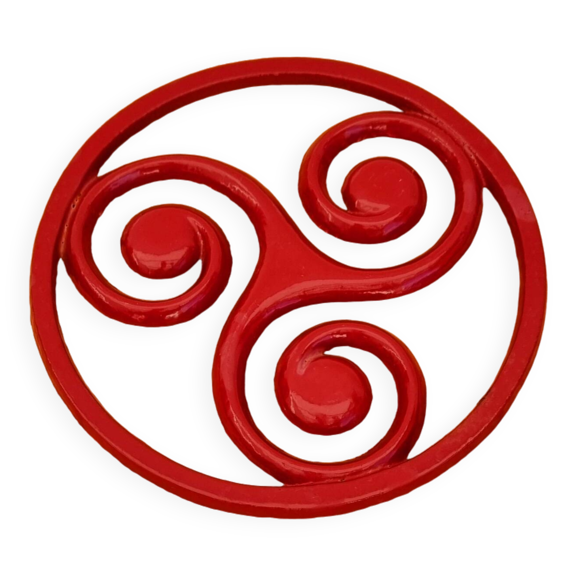 Triskelion cast iron trivet