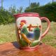 French earthenware rooster slip carafe / pitcher