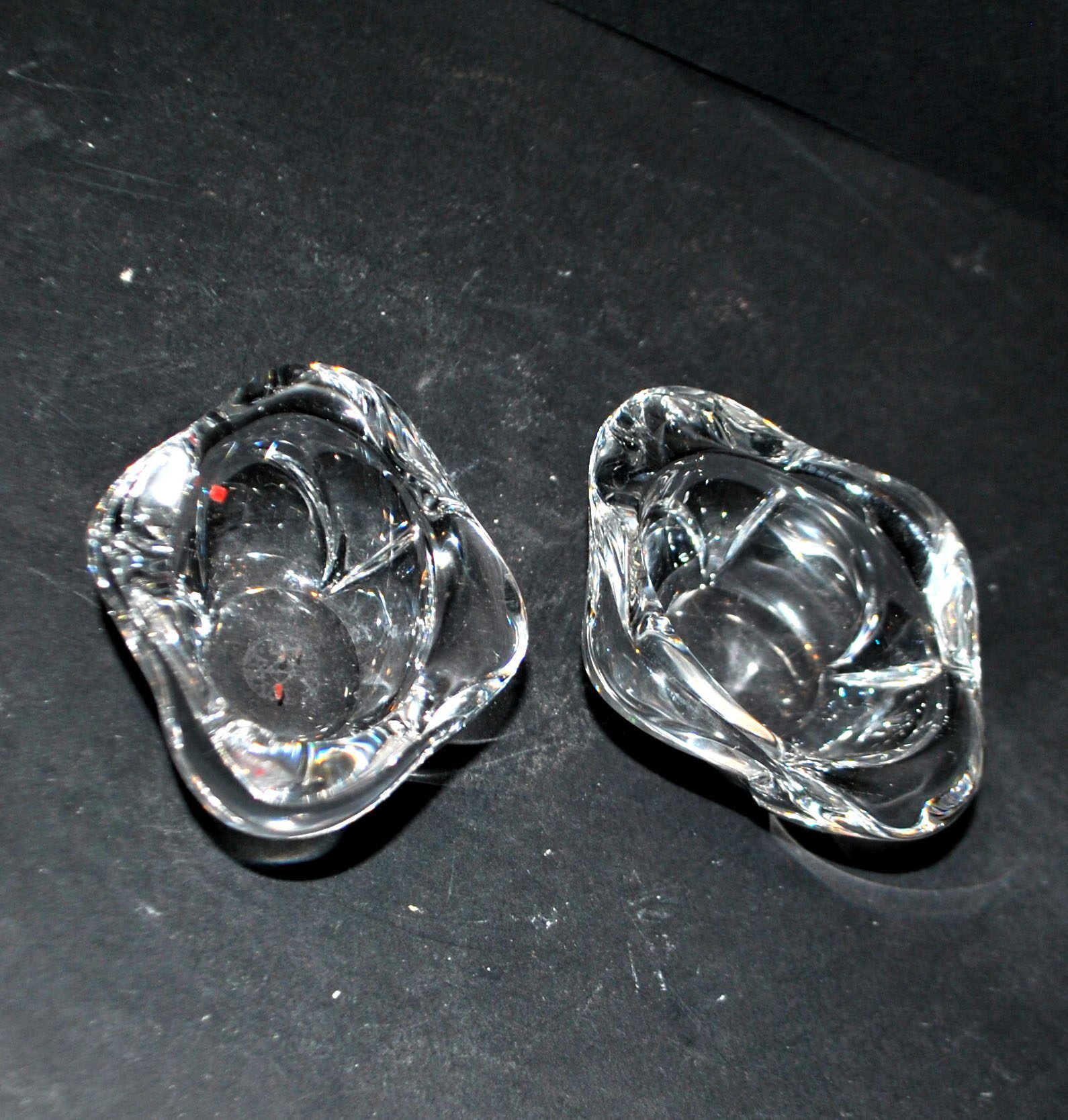 Bayel modernist design crystal salt cellars - vintage salt cellars