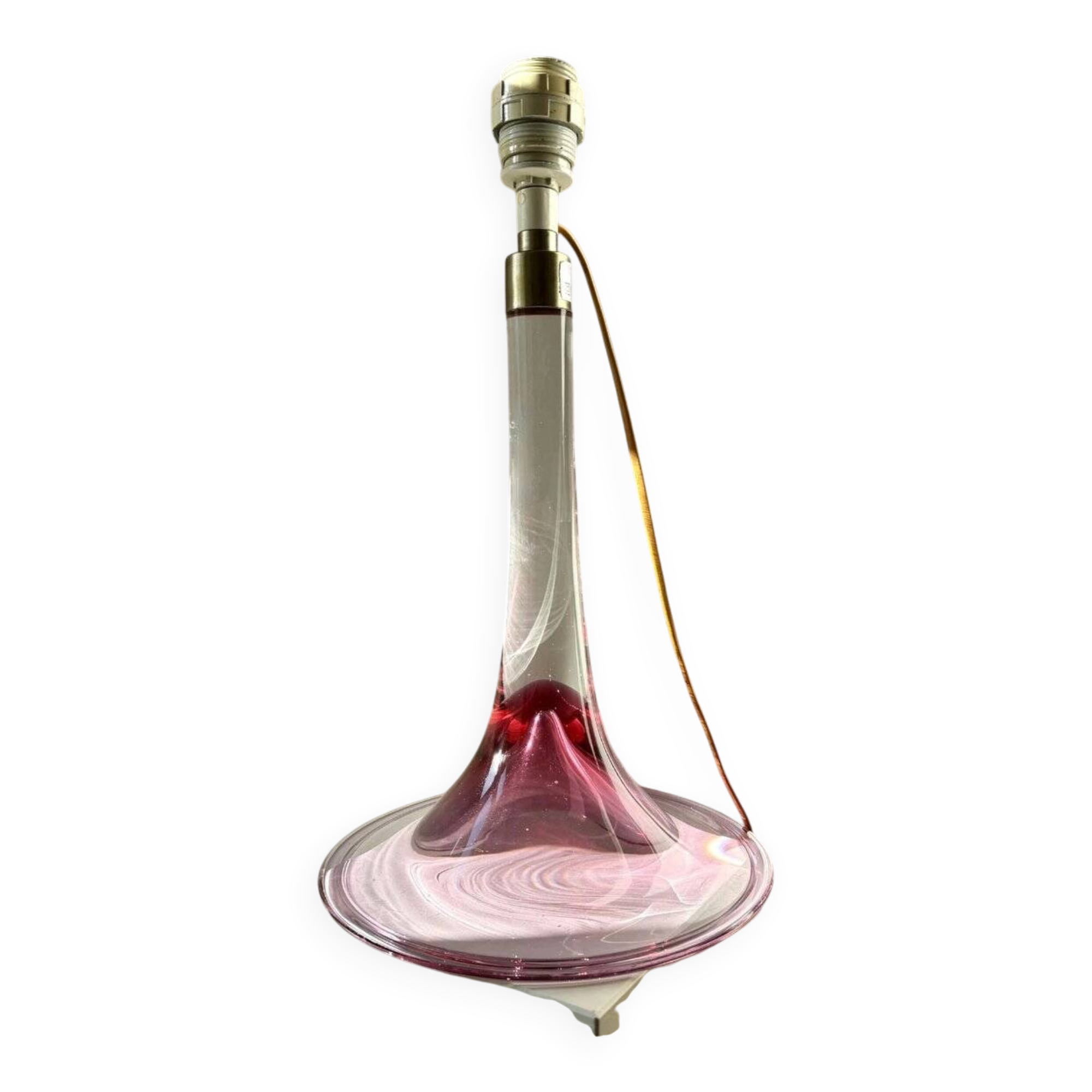 Large Danish Fanfare Lamp in Pink Glass by Holmegaard for Royal Copenhagen, 1980s