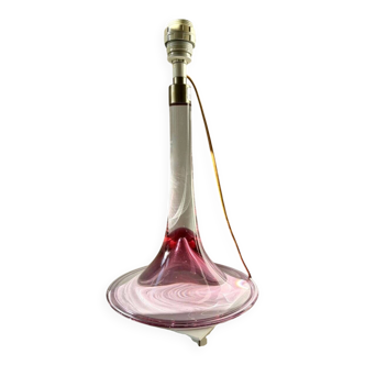 Large Danish Fanfare Lamp in Pink Glass by Holmegaard for Royal Copenhagen, 1980s