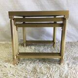 Brass and glass pull out tables 70