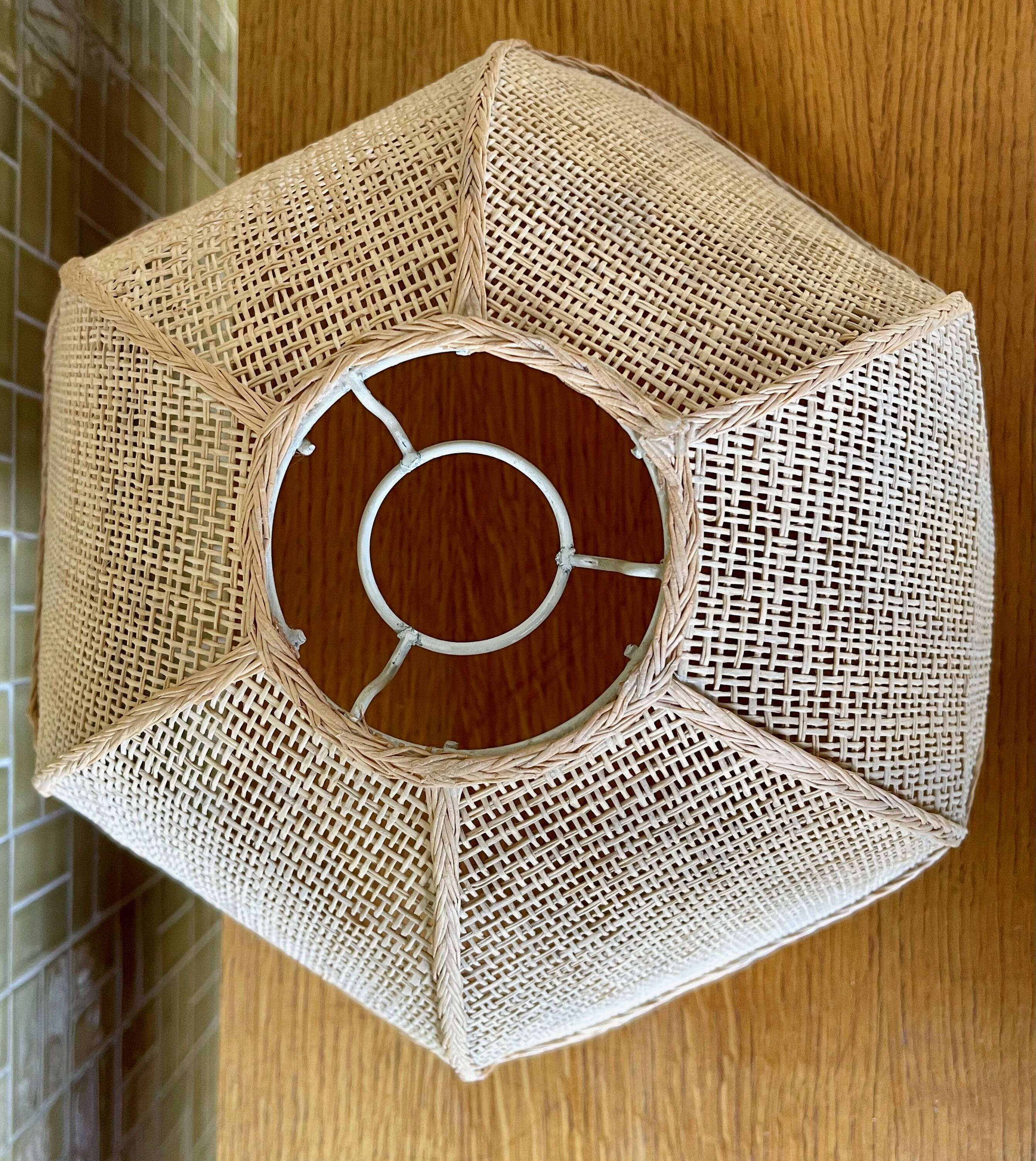 Superb suspension in rattan and wicker braided cannage style of the 1960s 1970s.