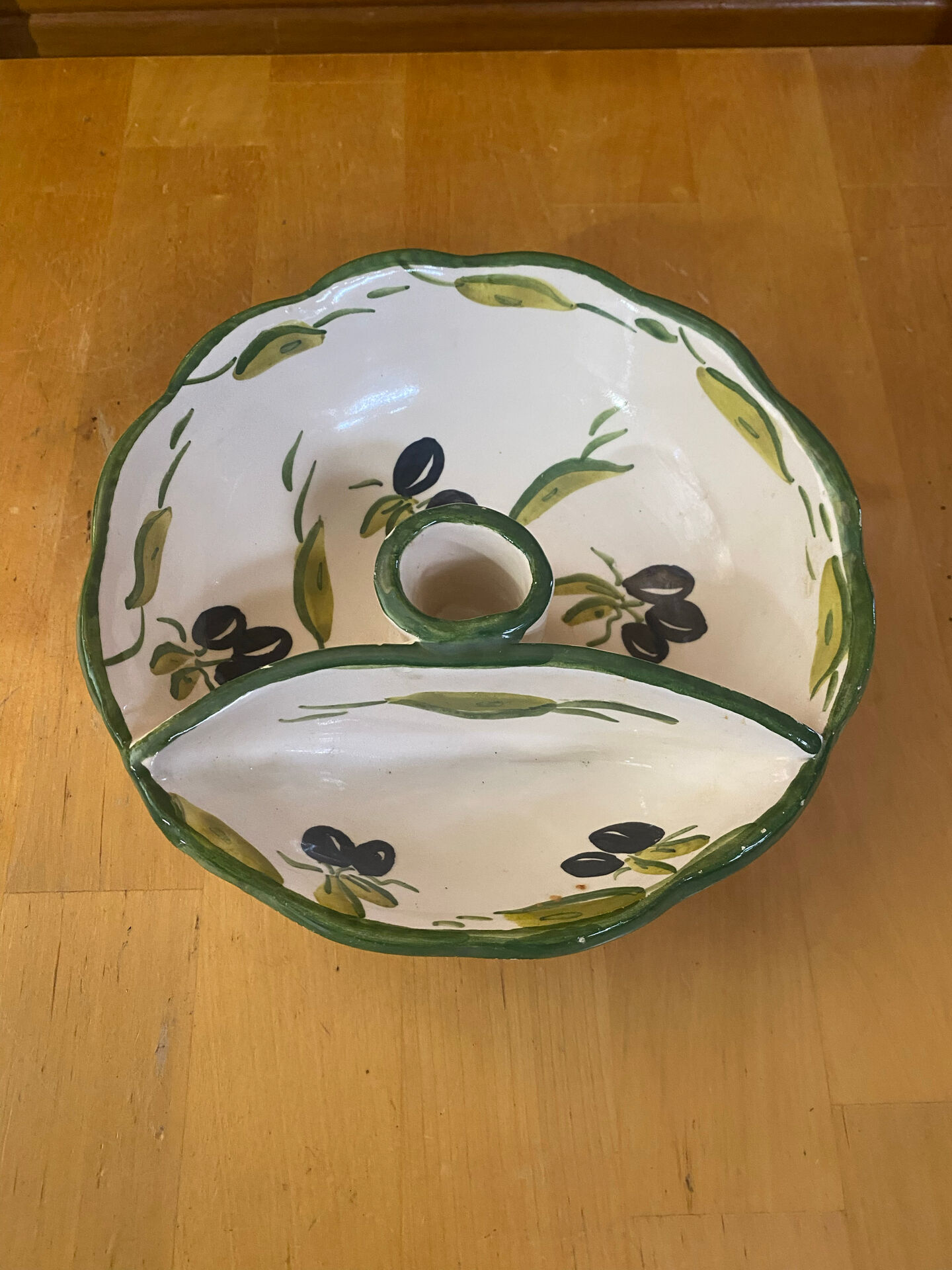 Aperitif plate style vallauris polychrome ceramic olive decor vintage