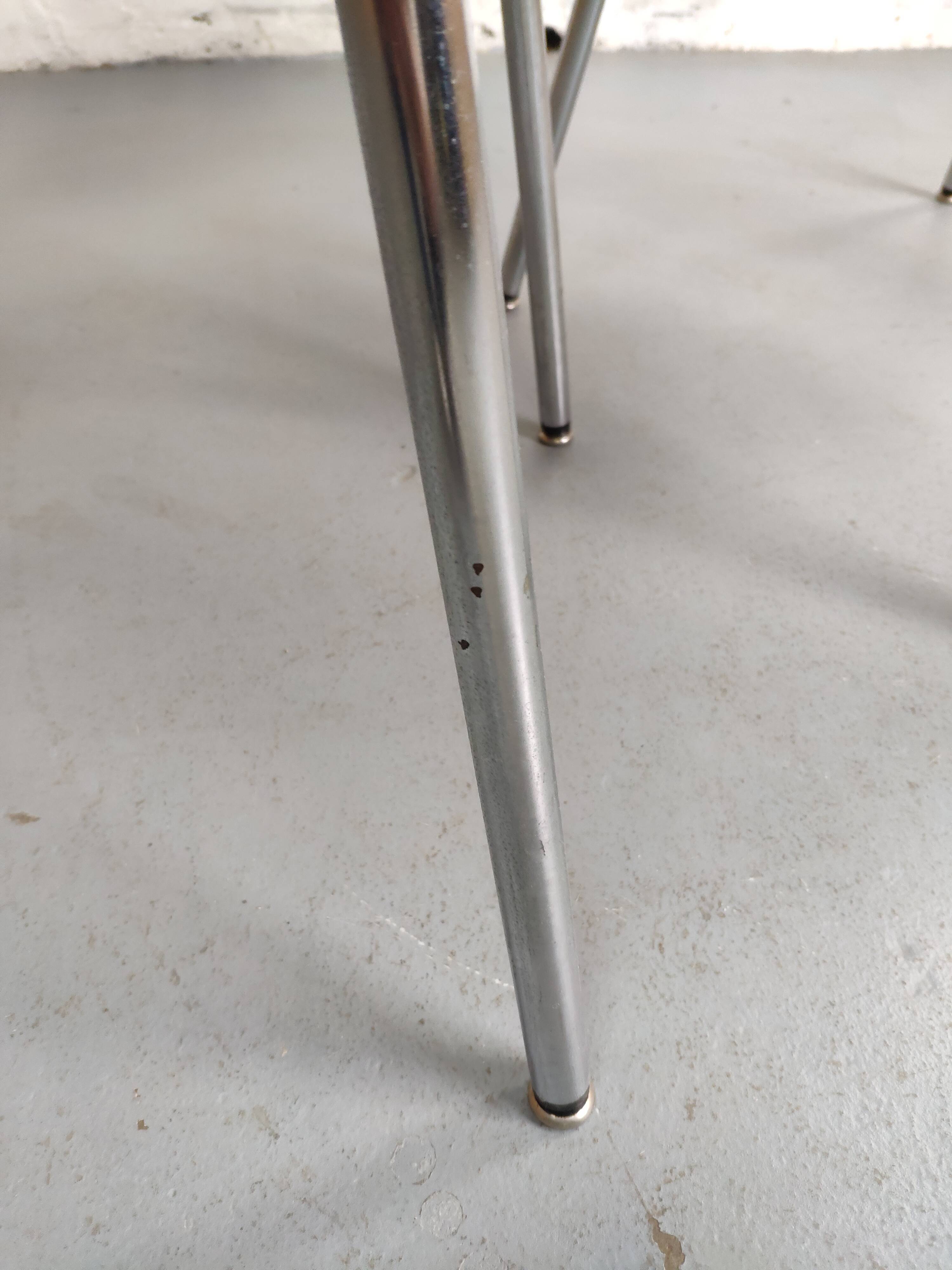 Pair of vintage chrome office chairs and beige fabric circa 70