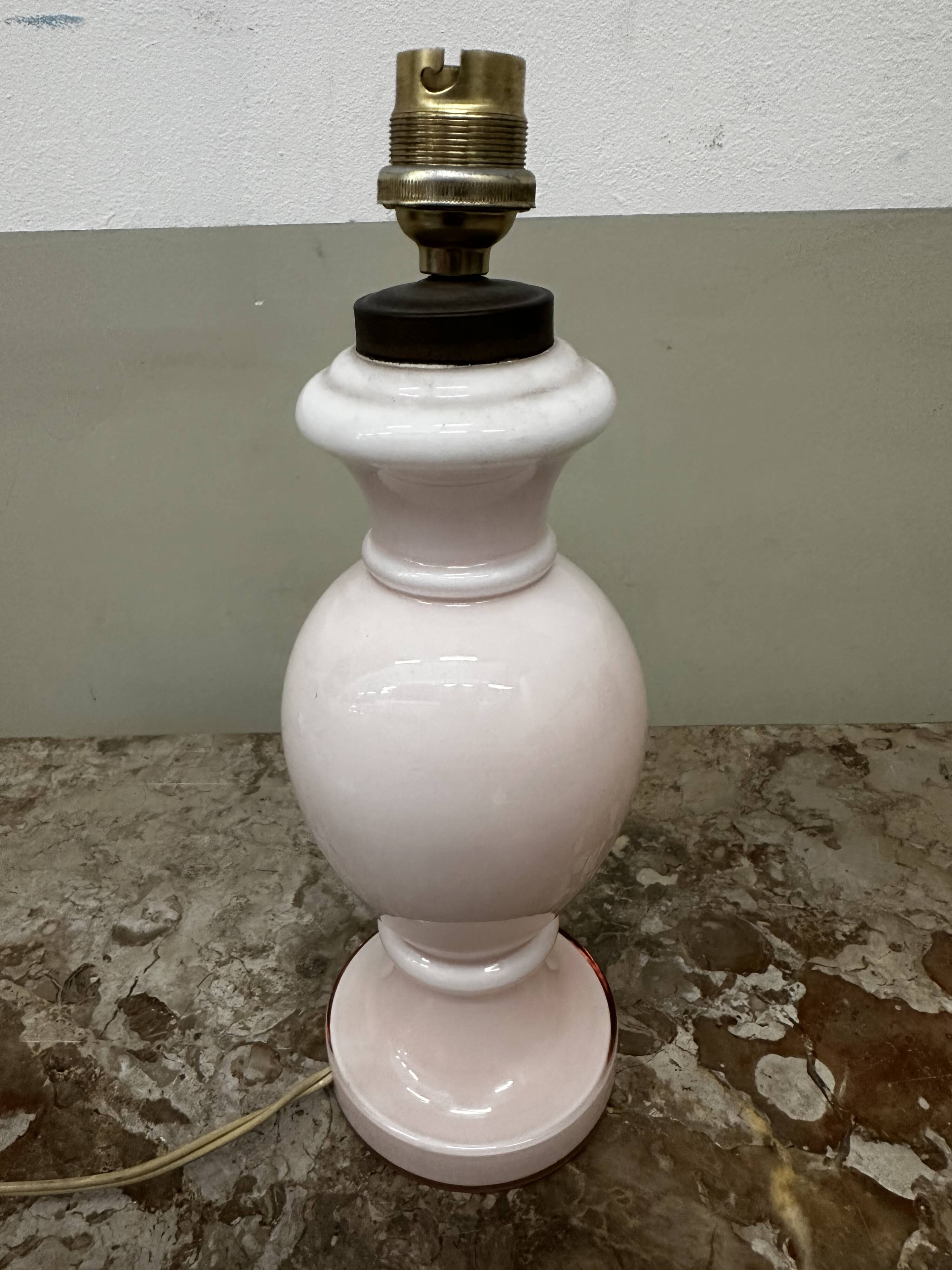 Vintage 70´s Lamp Base in Pink Opaline - H 28 cm - Italy