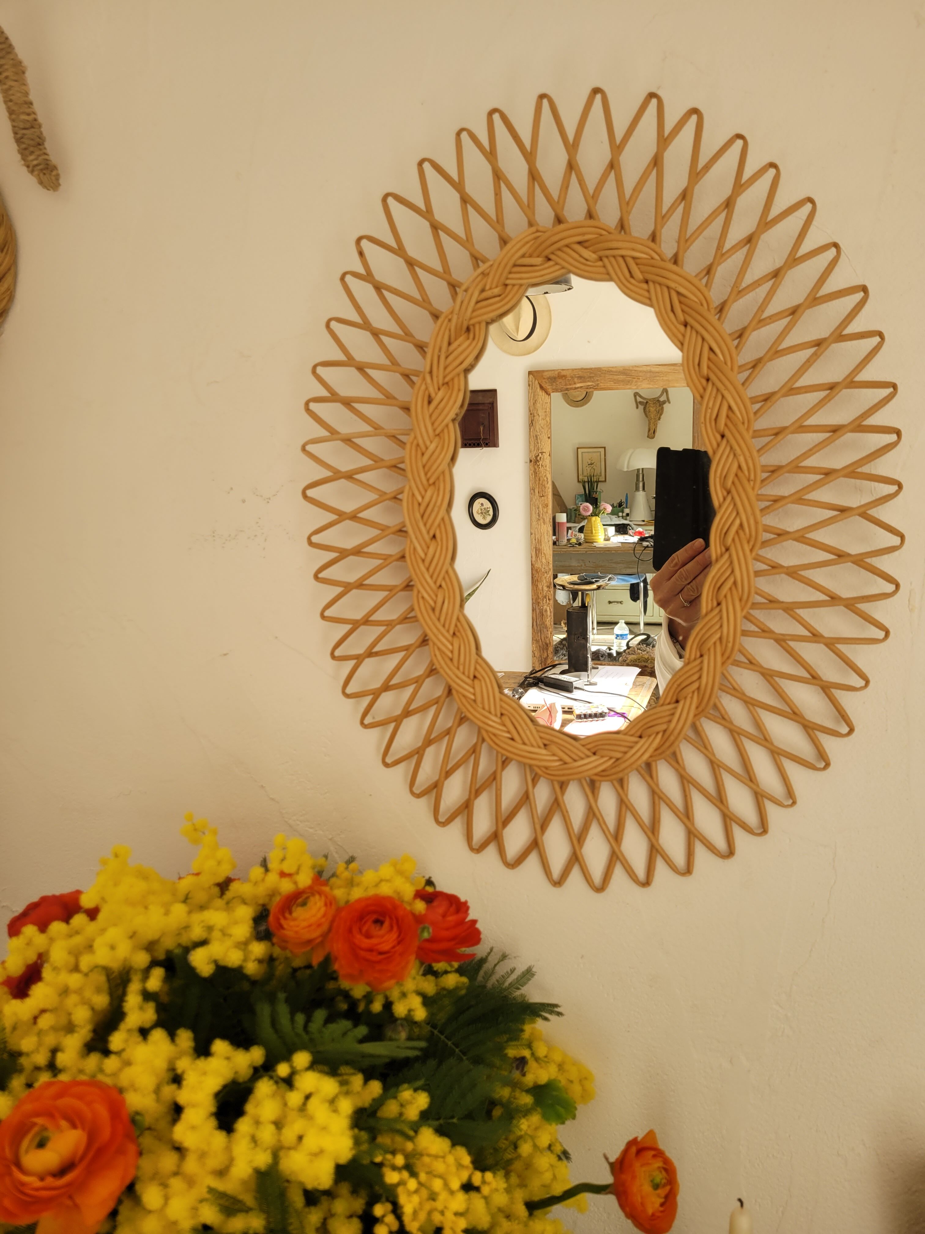 Vintage rattan mirror