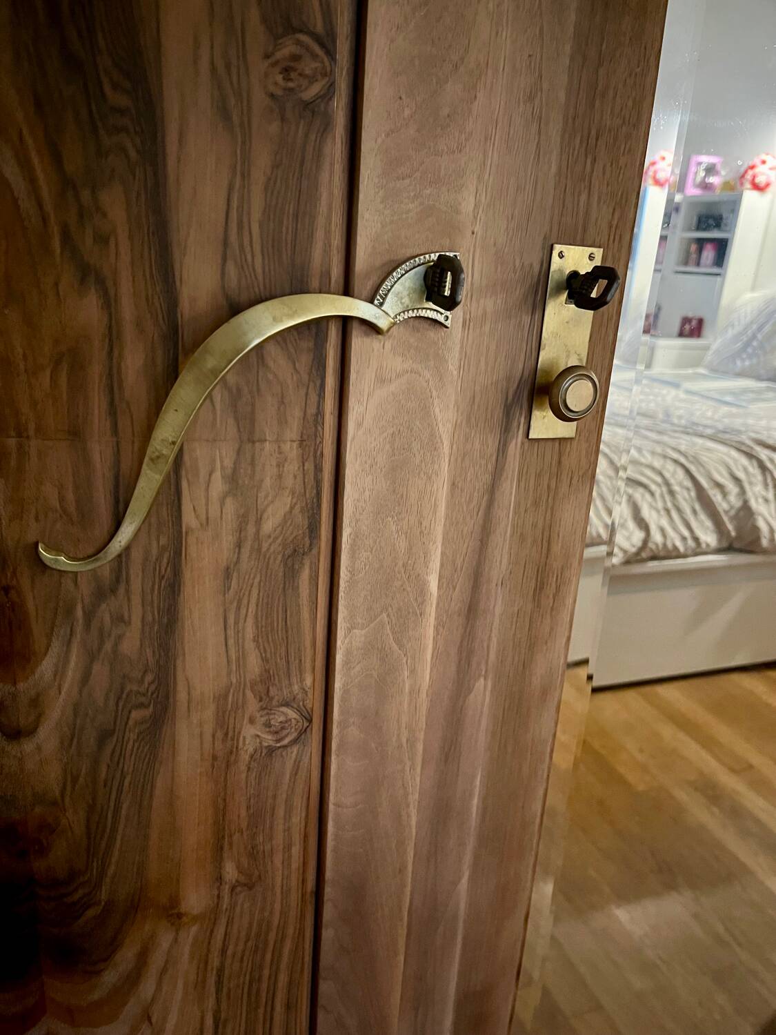 Vintage Art Deco wardrobe in raw wood