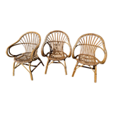 3 rattan armchairs from the 60'S