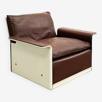 Mid-Century Modern Lounge Armair in Fiber Glass and Leather by Dieter Rams,Vitsoe, Germany, 1960s