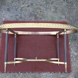 Vintage brass coffee table and oval alabaster top.