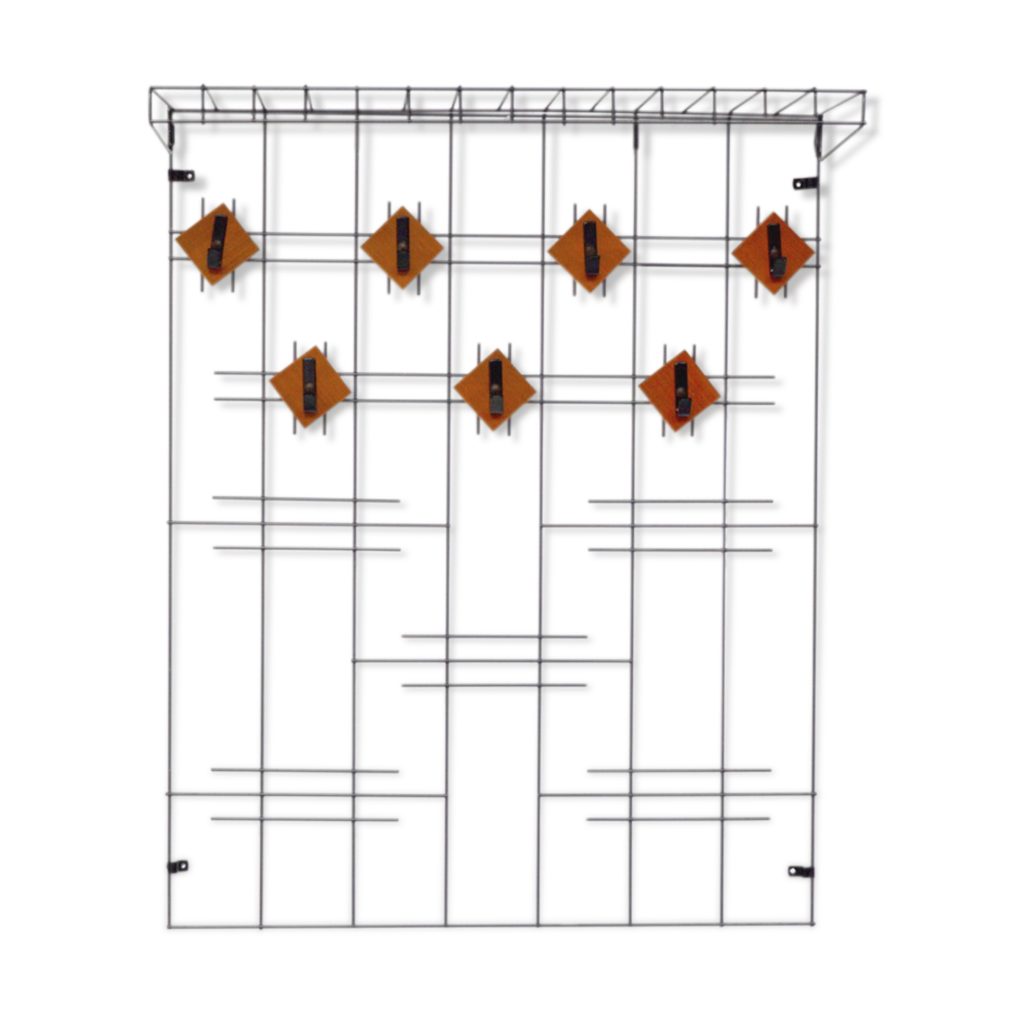 Metal and wood wall coat holders, 1960