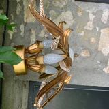 Ceiling light foliage and vintage gilded metal plant