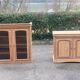 Louis Philippe 2-body sideboard renovated in raw wood with 2 glass doors