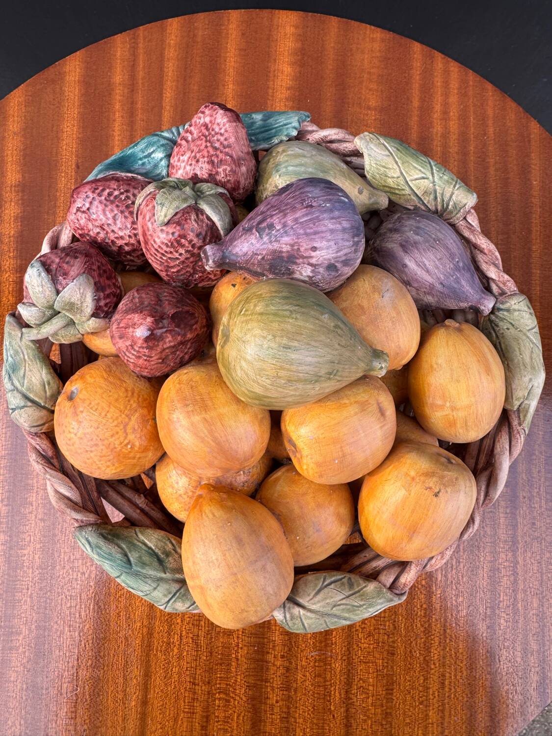 Fruit basket trompe l'œil Portugal 1970s