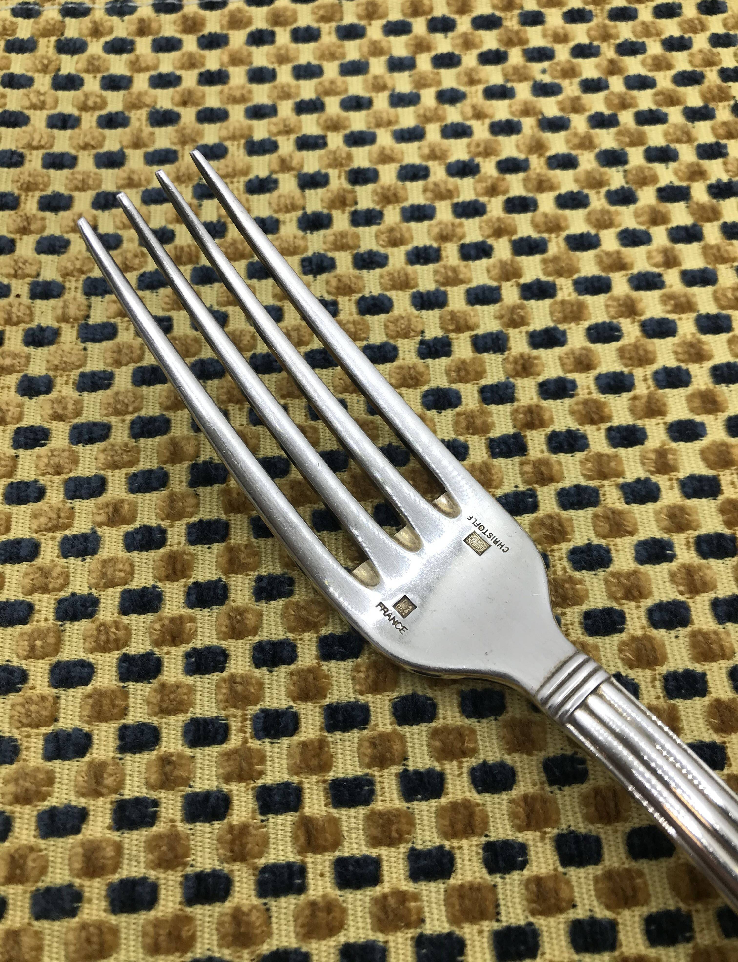 Silver-plated metal fork from Christofle, Aria model