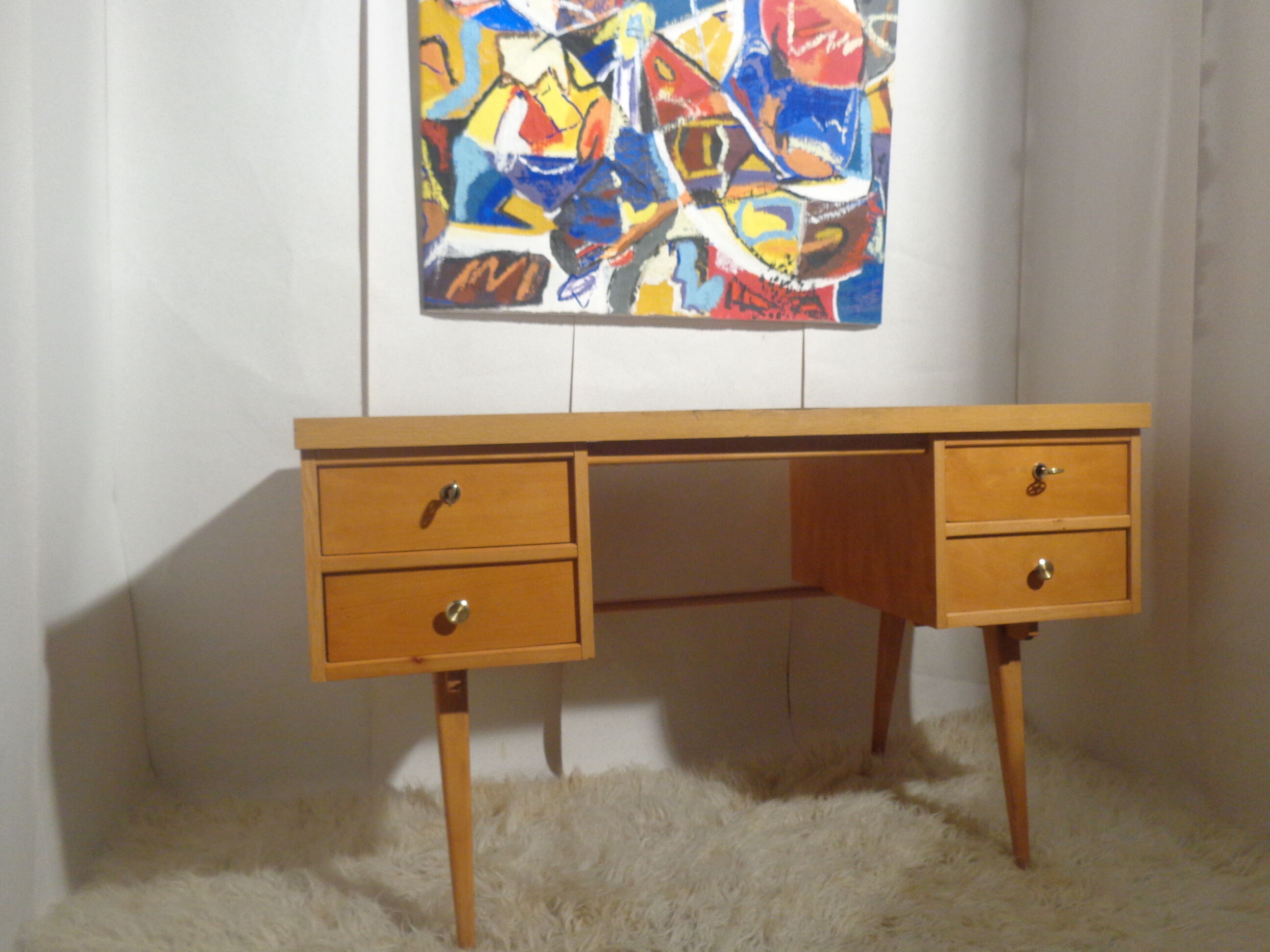 Vintage Ekawerk desk 50s Compass Feet