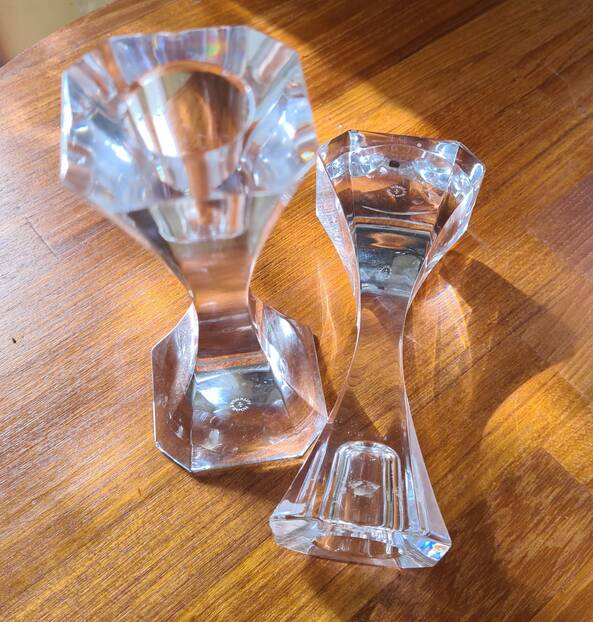 Pair of crystal candlesticks by Villeroy & Boch – 1970s – Perfect condition