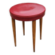 Baumann Low Stool Varnished Beech and Red Faux Leather