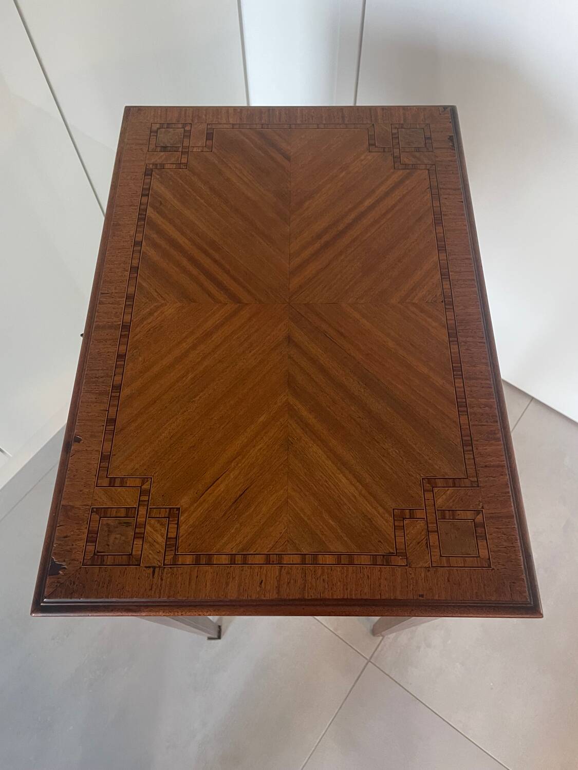 Directoire marquetry console in mahogany