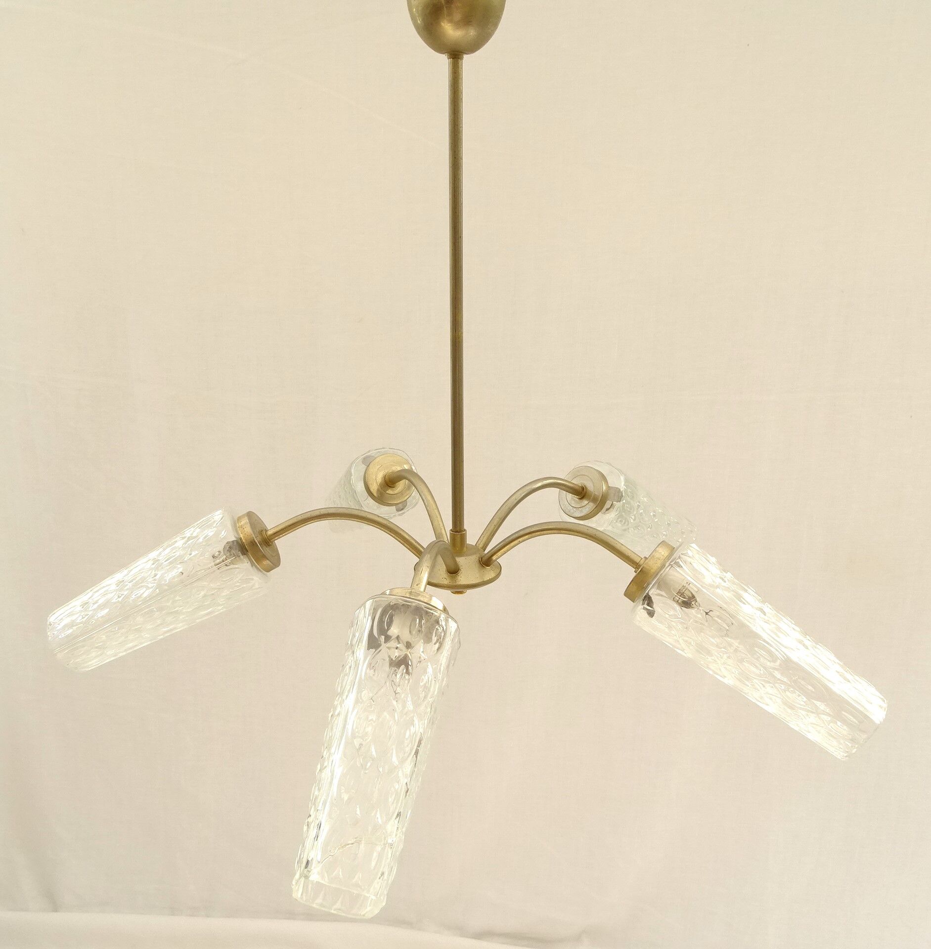 Transparent glass chandelier conical shape painted metal stucture
