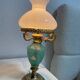 vintage turquoise opaline table lamp electrified brass adorned