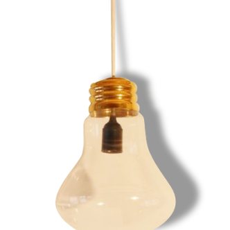 Suspension chandelier in the shape of giant bulb 1970 vintage 70's bulb-shaped lamp n4