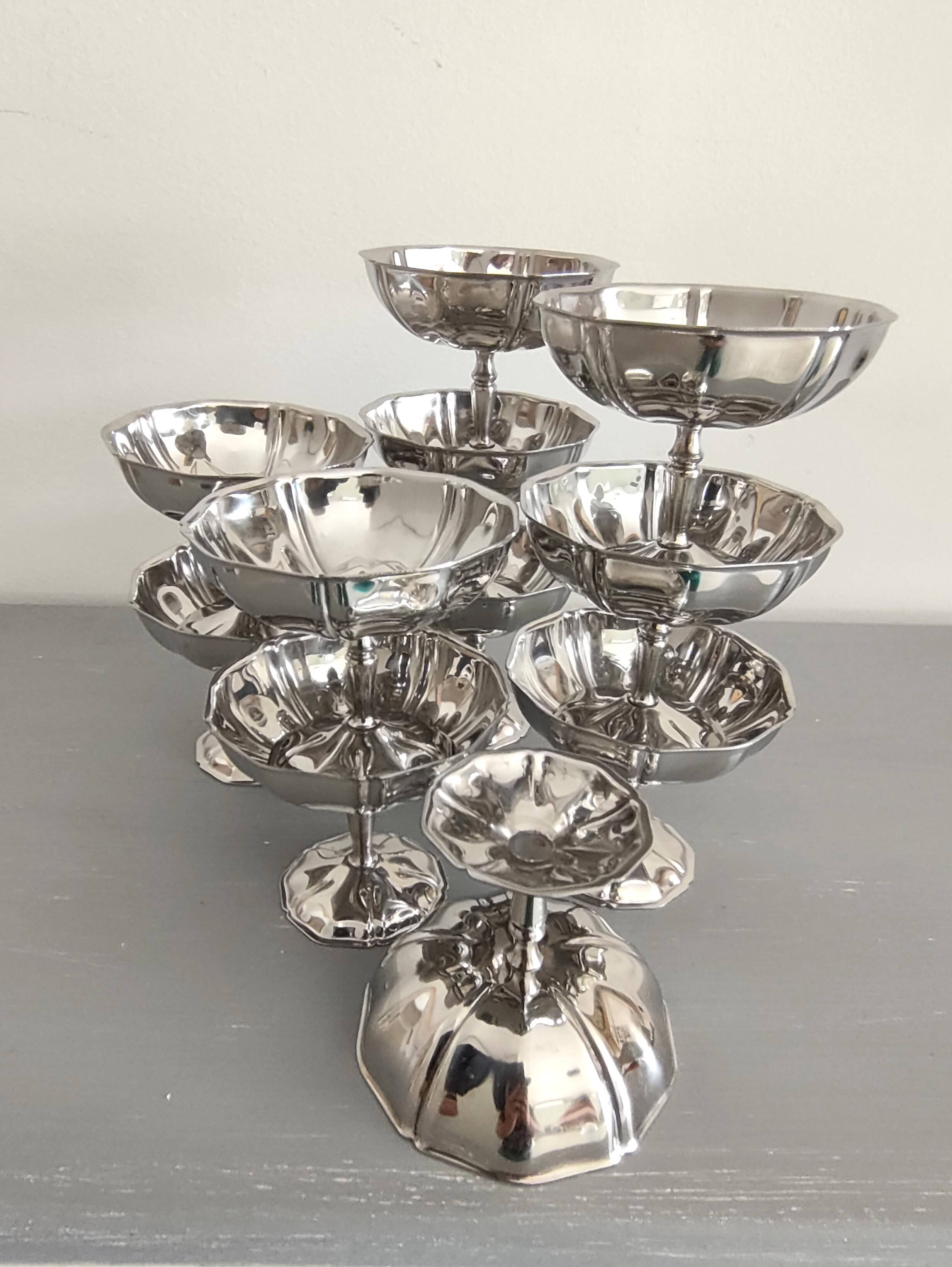 Lot de 11 coupes à glace années 60